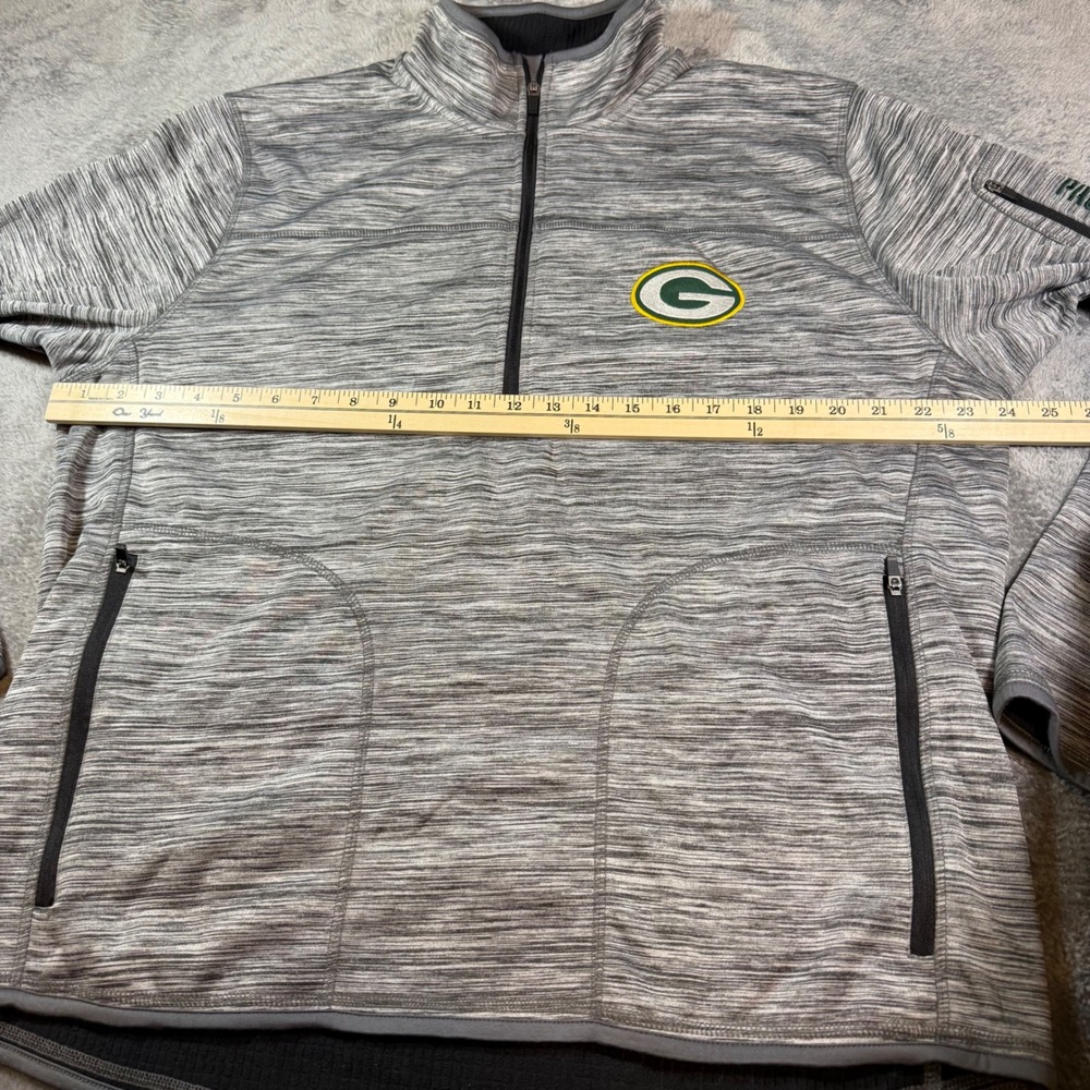 NFL Green Bay Packers Mens XL Quarter Zip Pullover Grey Space Dye Fleece Jacket - Picture 5 of 8